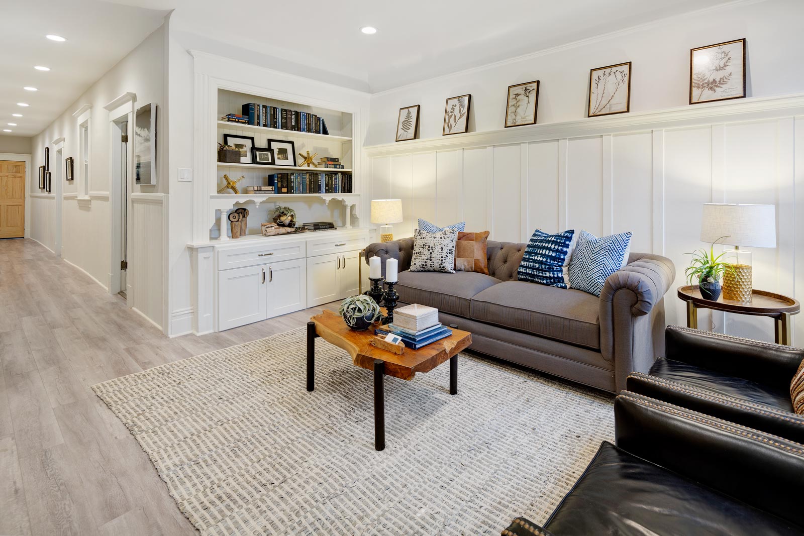 Living room and built-in shelving at 255 14th Street